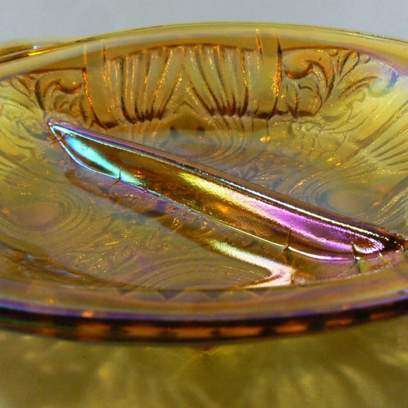 Carnival glass Indiana Killarney Pattern Divided relish nut candy dish plate - Picture 3 of 9